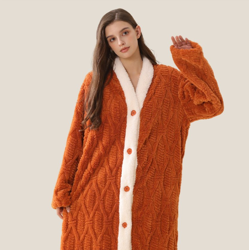 Nova Chegada Vestido de Noite Casual V-Neck Jacquard Confortável para Casal Roupão de Lazer