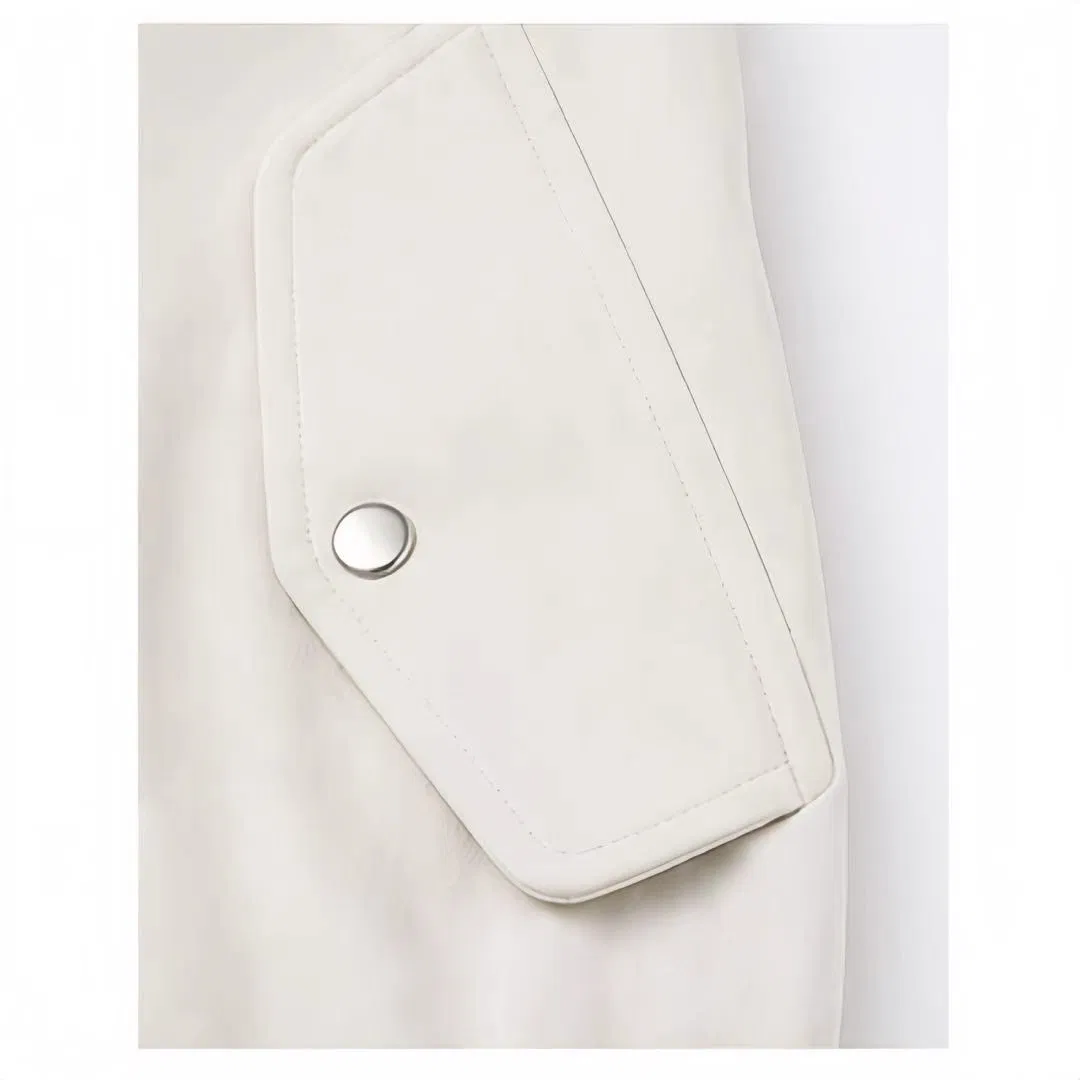 Jaqueta Bomber Unissex, Jaqueta Casual com Gola Alta e Zíper, Sobretudo Oversized Personalizável em Bege Sólido para Homens e Mulheres