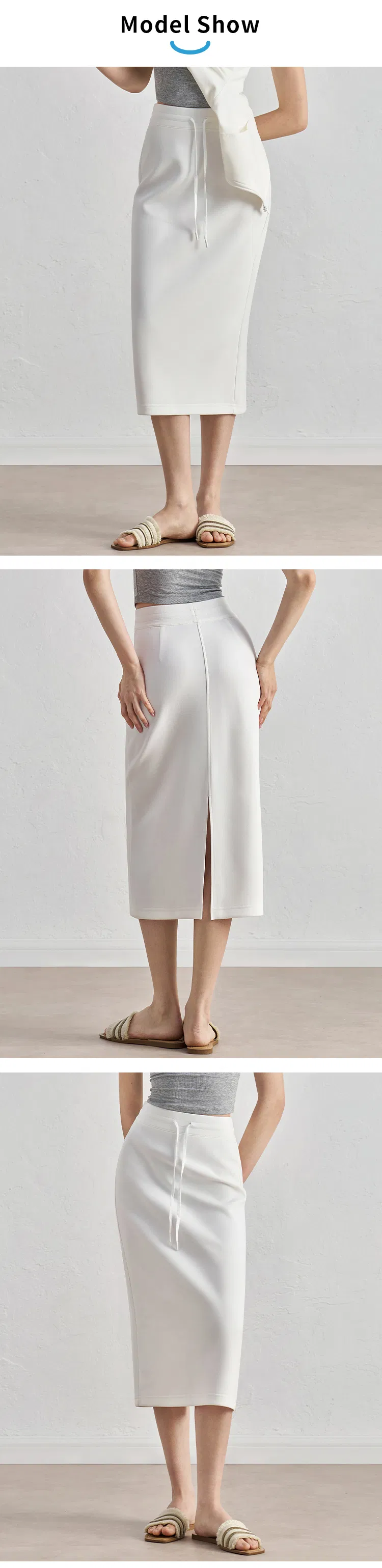 Saia Casual Feminina Esportiva Ajustada com Fenda Saia Externa com Cordão Confortável para Yoga MIDI