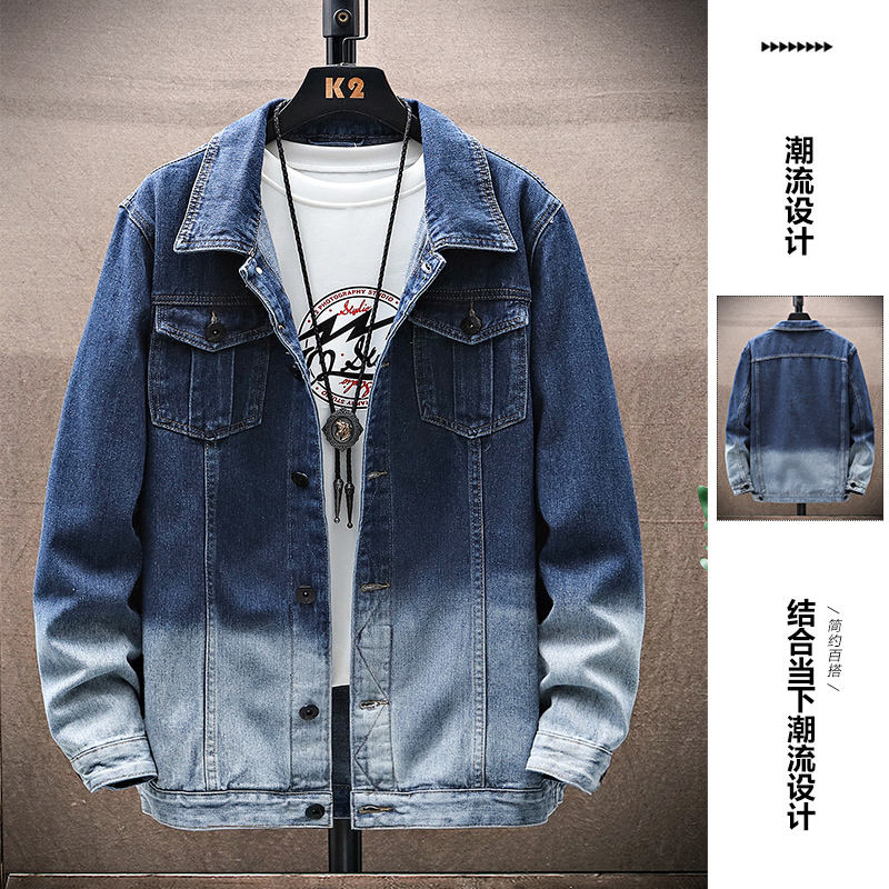 Jaqueta de Jeans Denim Masculina Nova Primavera Outono Casual Fashion Estilosa com Gola Reversa à Prova de Vento Botão Personalizada Jaquetas de Jeans Denim