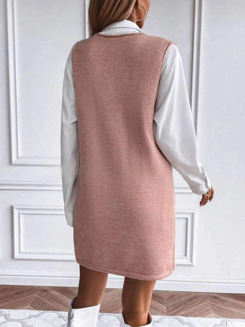 Vestido de Malha Sem Mangas para Mulheres - Saia Longa Casual