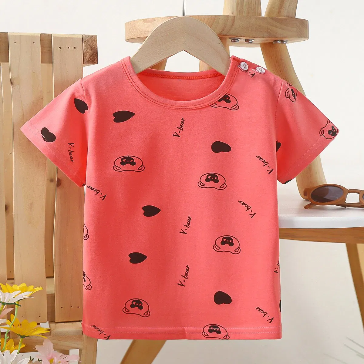 Camiseta de Manga Curta para Bebê Roupas Casuais Finas de Verão para Meninos e Meninas Tops Infantis de Desenho Animado