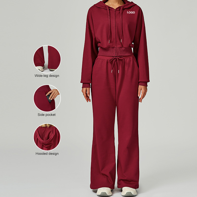 Conjunto esportivo com zíper para outono e inverno, moletom casual com capuz, solto e versátil, roupa de corrida ao ar livre para mulheres