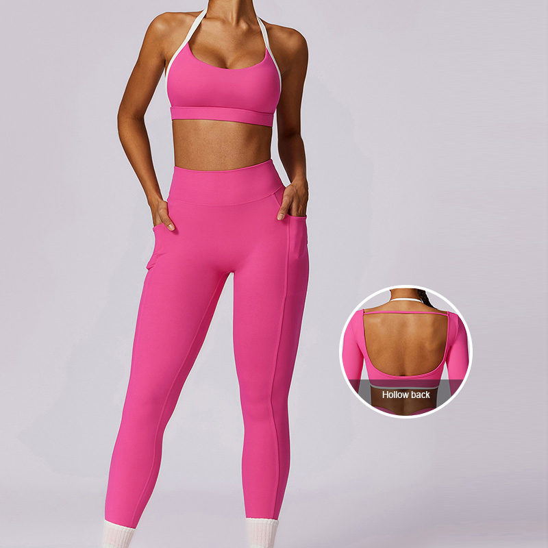 Conjunto de Roupas de Yoga de Fábrica por Atacado, Costas Bonitas, Ajuste na Cintura, Fechamento Antirrugas, Roupas de Esporte Justas e Casuais