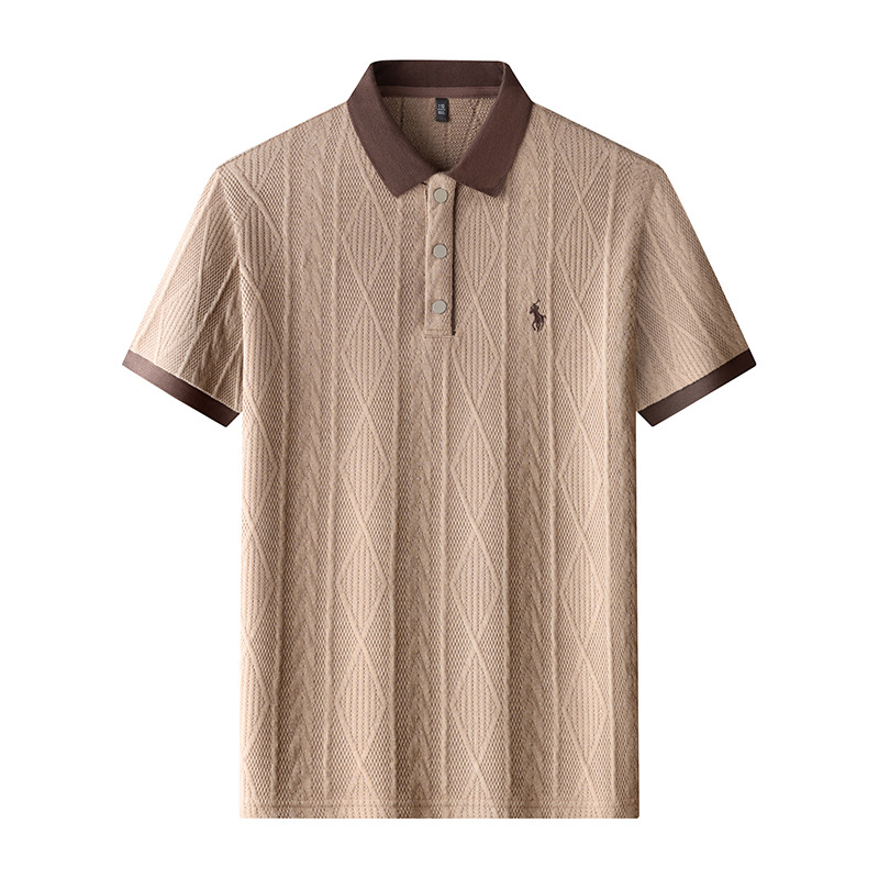 Suéter de malha de manga curta para homens, casual, respirável, malha de verão, camiseta pullover