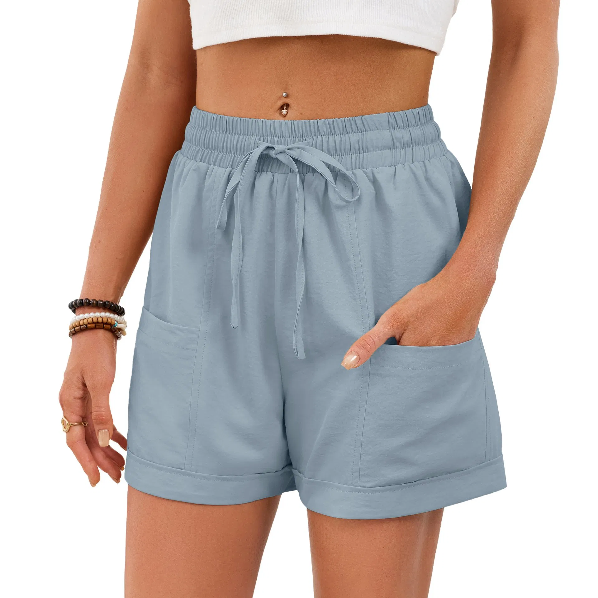 Shorts Casuais em Mistura de Linho e Algodão Orgânico para Mulheres