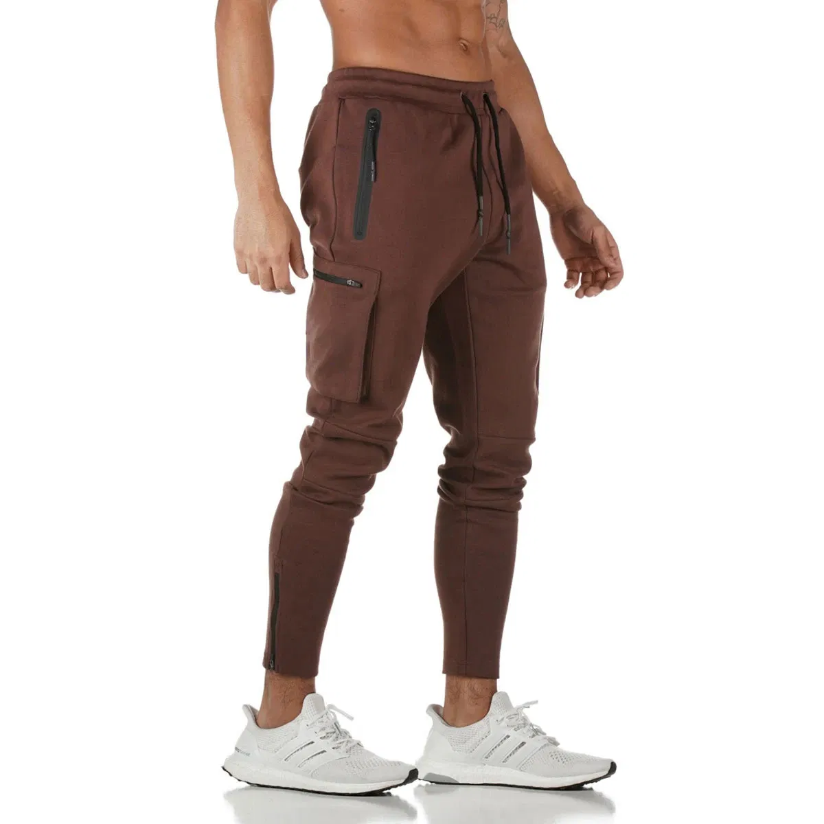 Calças de moletom camufladas de atacado para ginásio com cordão e múltiplos bolsos, calças jogger casuais para homens