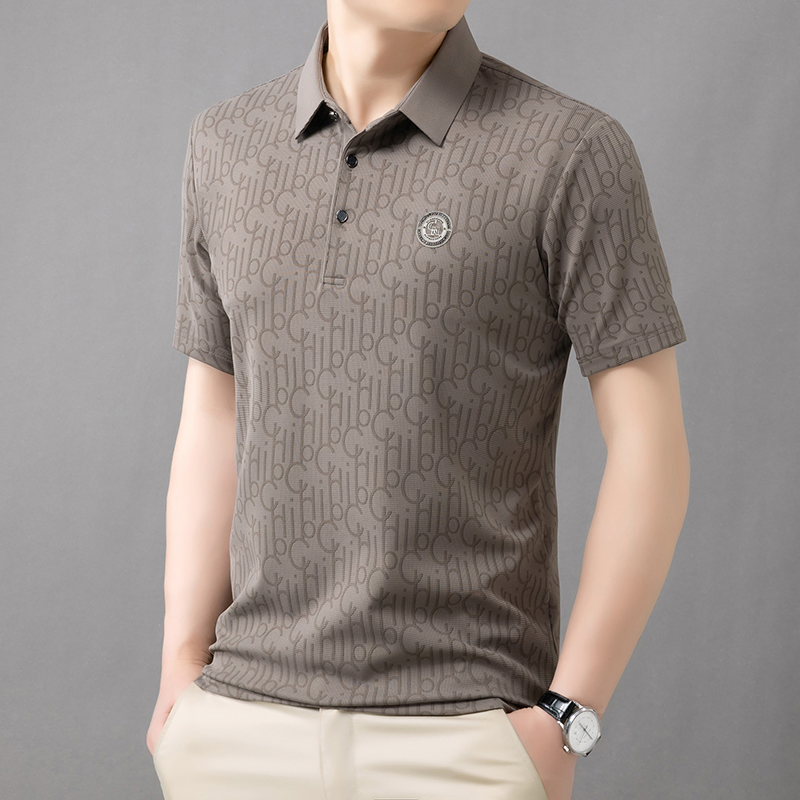 Camisa Polo Confortável Estampada Masculina para Uso Empresarial e Casual