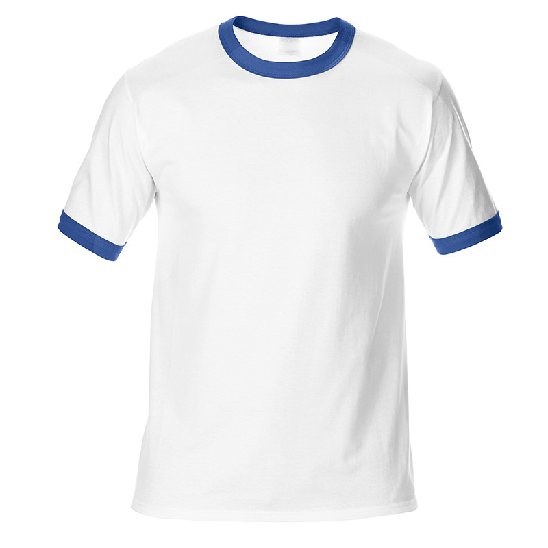 Camiseta branca em algodão personalizada com logo, cor de contraste, gola redonda, manga curta, casual, ajuste regular para homens com impressão