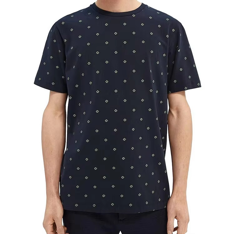 Camiseta Casual Masculina Leve com Estampa de Diamante em Toda a Parte para Uso Diário