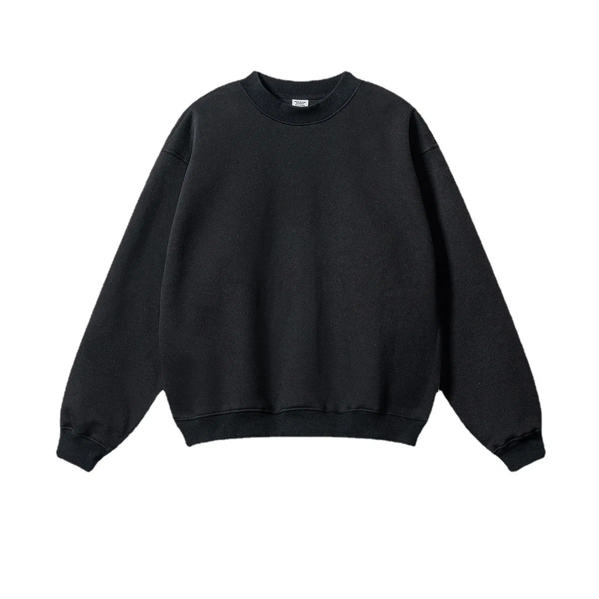 2024 Outono Inverno Juventude Solto Casual 345GSM Suéter de Moletom Oversize de Algodão com Gola Redonda em Cor Sólida para Homens