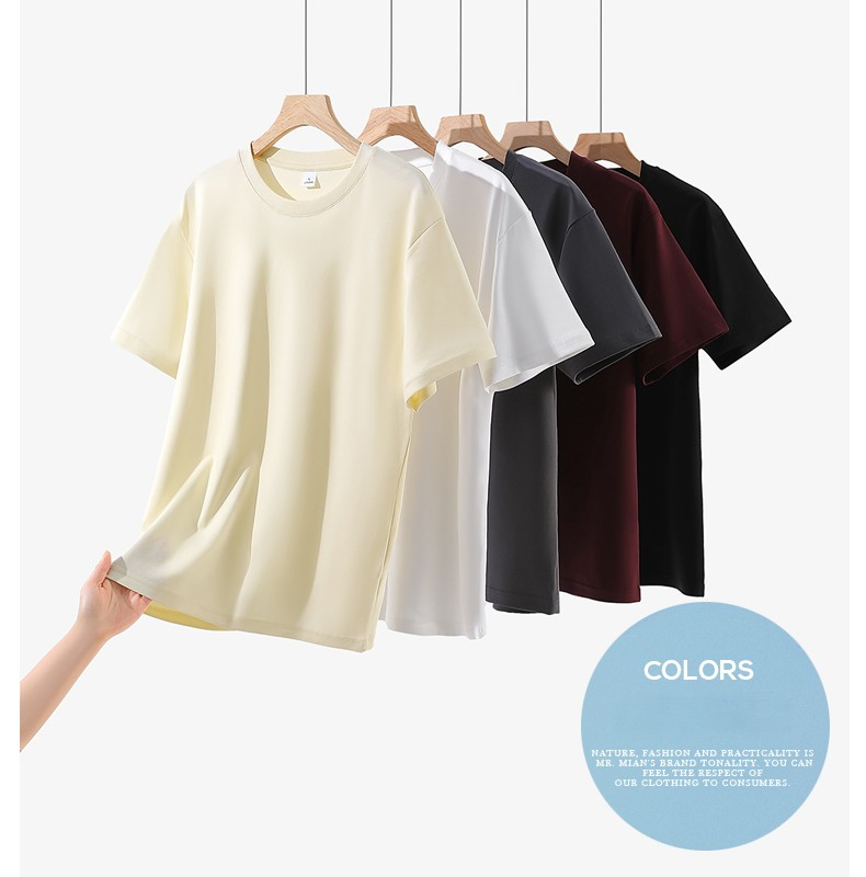 Camisetas de algodão personalizáveis casuais com gola redonda e respiráveis por atacado