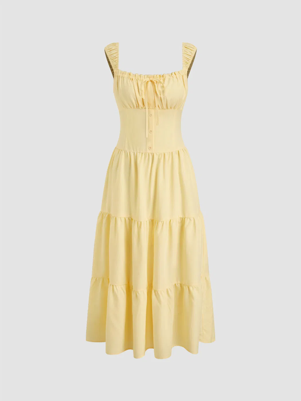 Vestido Casual Fashionável de Decote Quadrado em Xadrez com Múltiplas Camadas e Bordas em Folha de Lótus