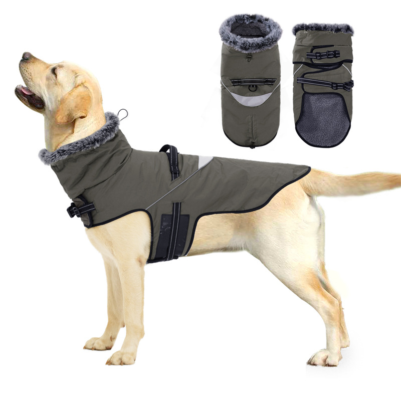 Jaqueta de Cão com Gola de Pele Impermeável para Cães Médios e Grandes, Roupas Quentes e Aumentadas para Poodle e Labrador, Roupas de Designer para Cães