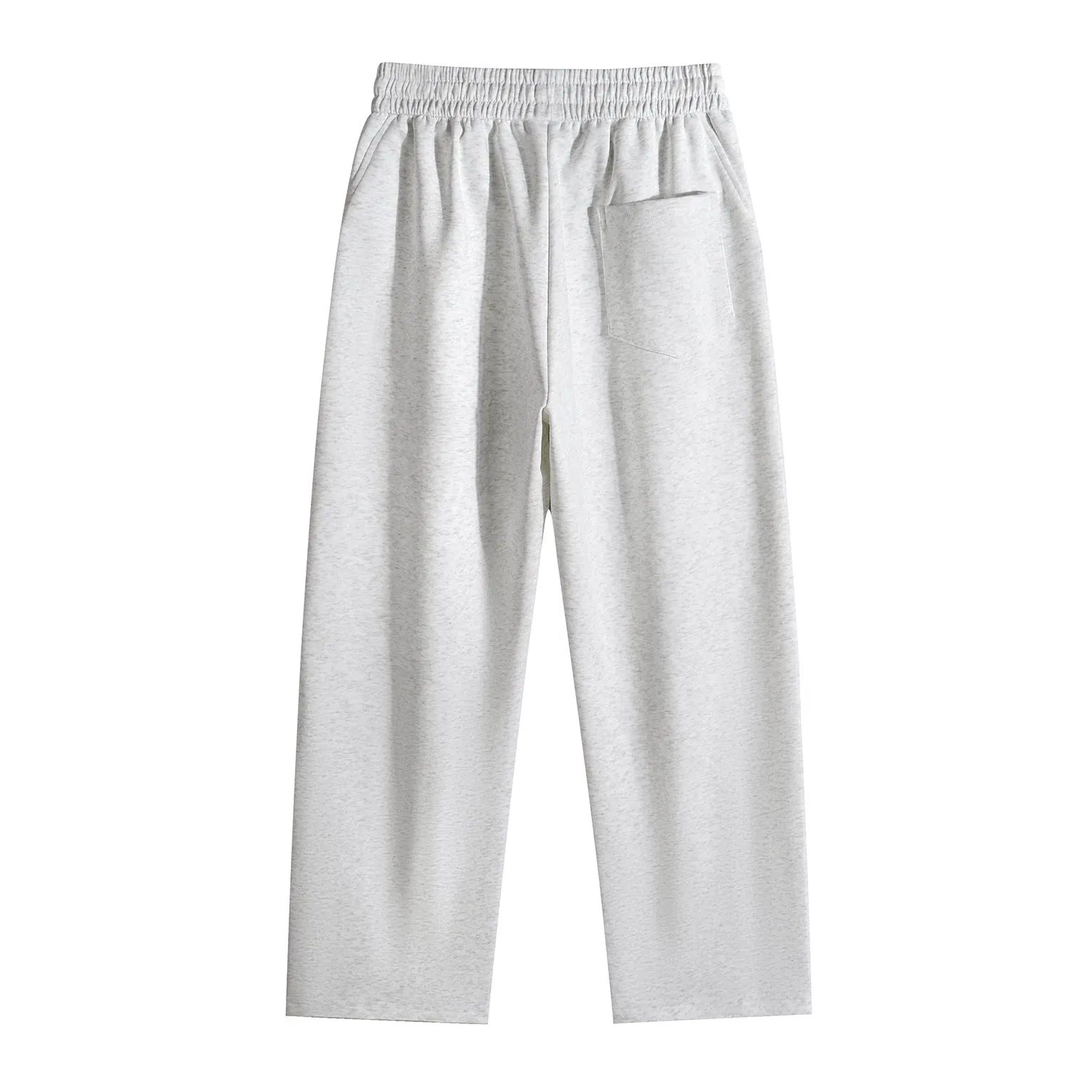 Calças casuais masculinas de perna reta soltas, forradas com fleece espesso e elástico, com bolsos profundos