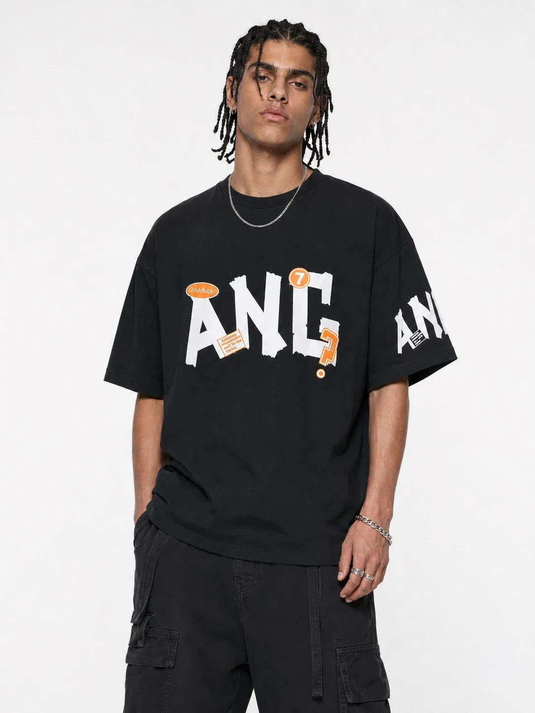 OEM em Estoque 180-300GSM 100% Camiseta Oversized de Algodão Premium Pesada Impressão de Tela de Logotipo Gráfico Personalizado Etiqueta Privada Moda Masculina Casual Streetwear