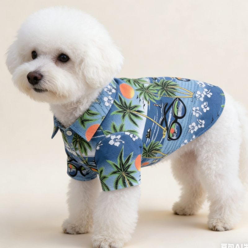 Camisa para Cachorro com Padrão Listrado, Roupas Casuais para Animais de Estimação com Gola