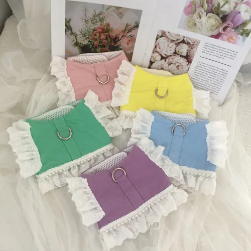 Roupas Elegantes para Animais de Estimação Camiseta com Guia para Cachorro e Gato