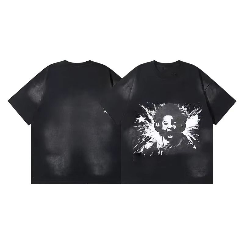Camiseta de Designer de Marca Atacadista para Homens Novo Estilo Tendência Solta Impressa de Algodão Casual Esportiva para Roupas Masculinas