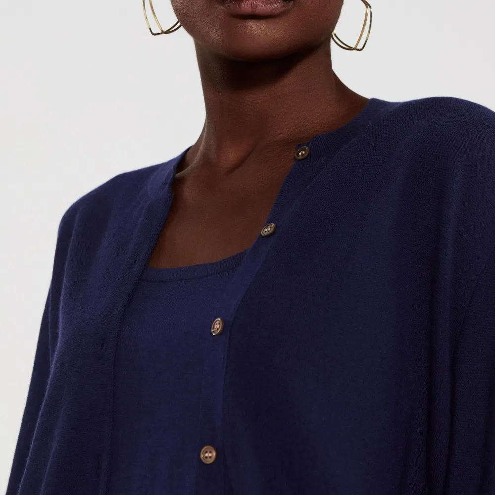 Cardigã de malha casual personalizada em cashmere com gola redonda para mulheres