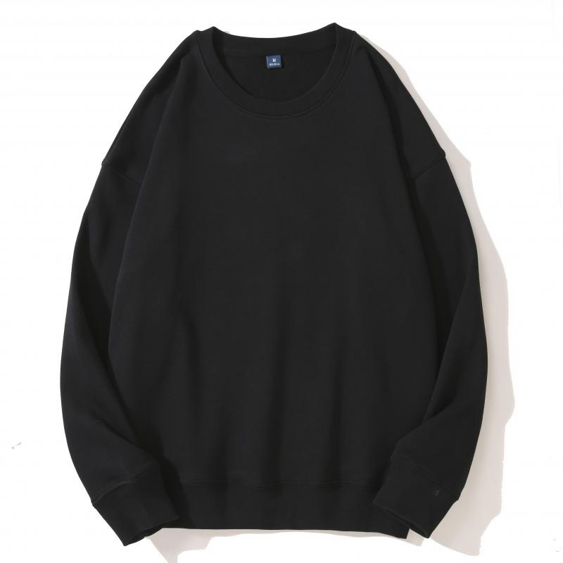 Camisa de moletom esportiva unissex de alta qualidade, com mangas longas, estilo elegante, gola redonda clássica, em algodão, casual e em branco, para treino de adultos