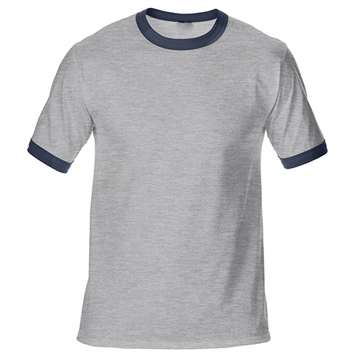 Camiseta branca em algodão personalizada com logo, cor de contraste, gola redonda, manga curta, casual, ajuste regular para homens com impressão