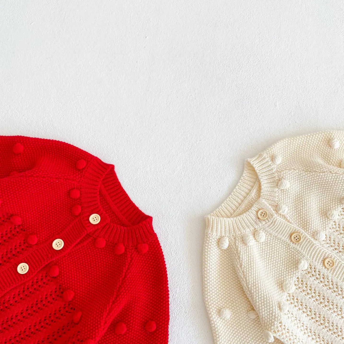 Suéter casual fofo de malha de ponto de primavera e outono, roupas de bebê, macacão de algodão tricotado para bebês + cardigan