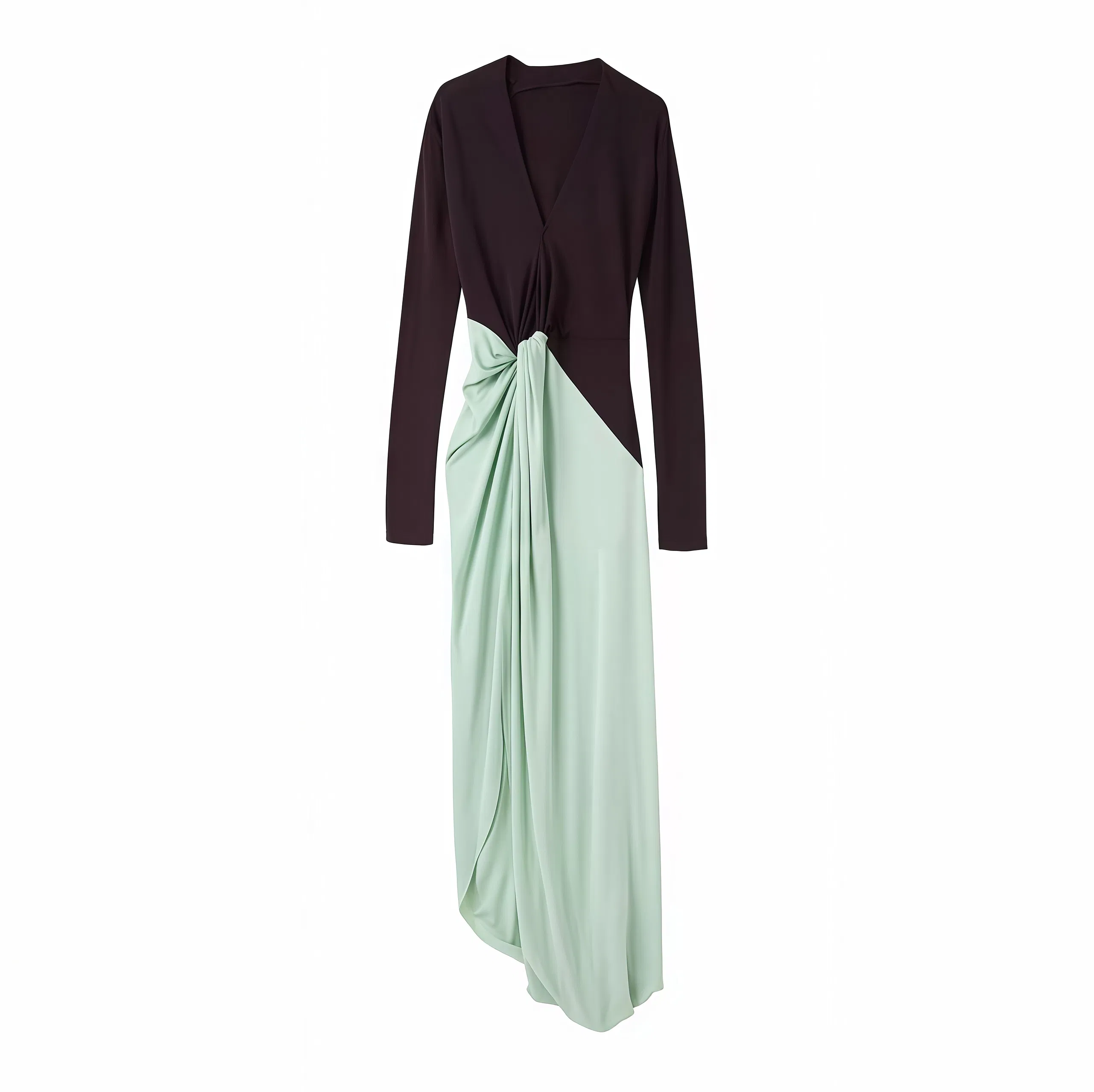 Saia Maxi Longa Elegante de Alta Qualidade em Seda para Mulheres Atacadista Personalizado para Ocasiões Formais Vestido Casual de Verão com Decote em V Francês