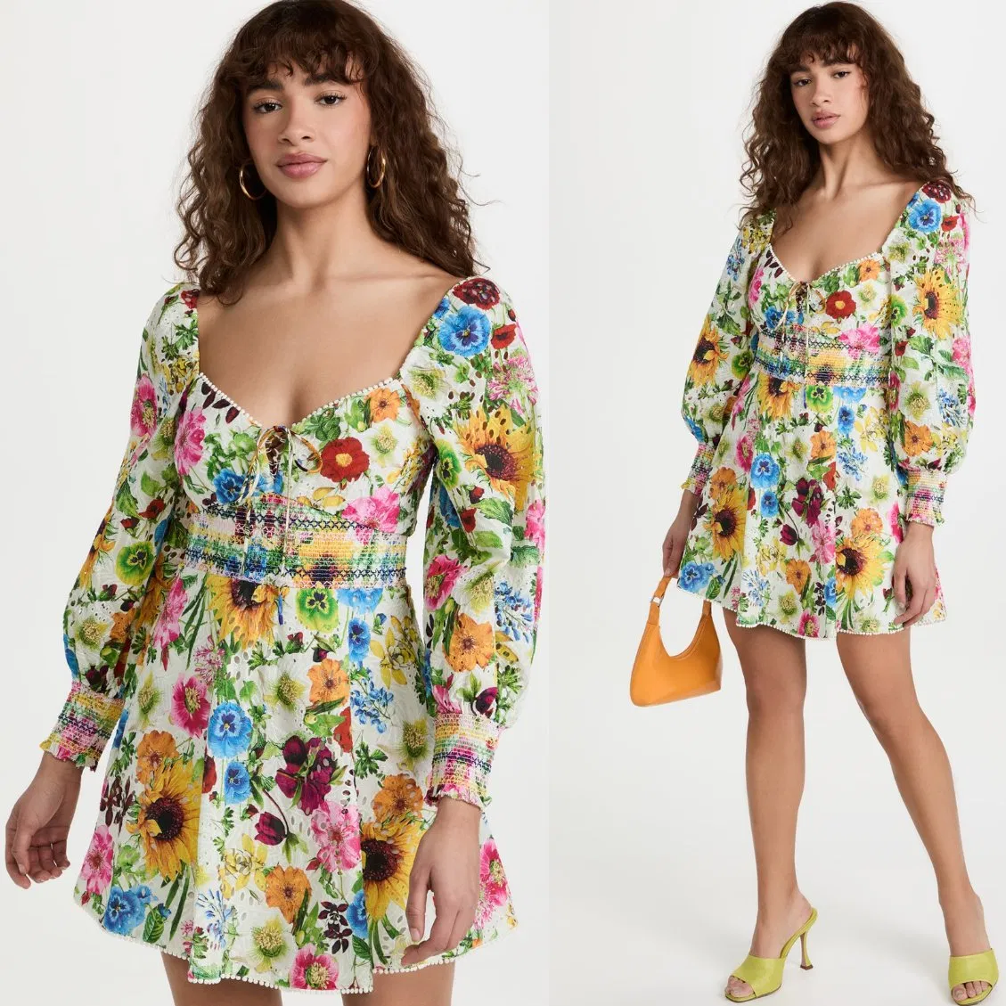 Fábrica de Roupas da China Decote Quadrado Renda Floral Vendas Quentes Atacado Moda Roupas Femininas