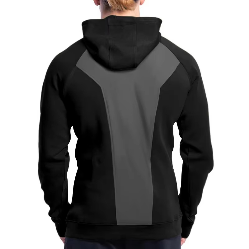 Suéter masculino casual com capuz e meio zíper, de manga longa e gola alta para outono e inverno