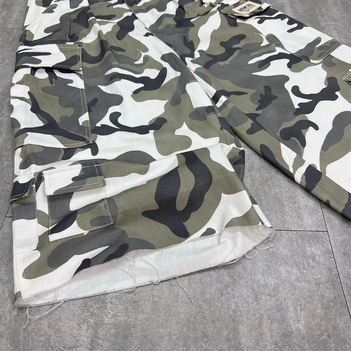 Shorts de Moletom de Algodão Personalizados para Rua, Casuais de Verão, Camuflagem, Cargo, Largos para Homens