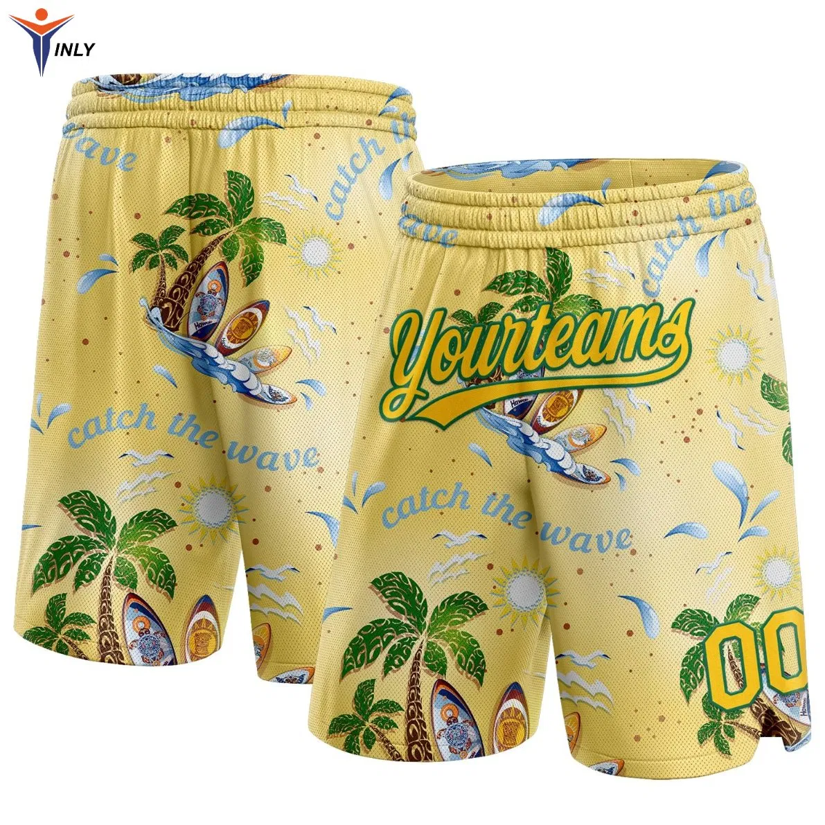Calções de banho casuais personalizados por atacado impressos leves para homens