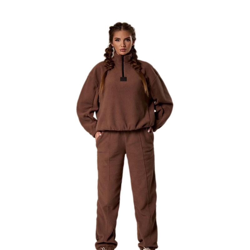 Ky Family Outfits Quarter Zipper Pullover and Loose Pants 2 Piece Set Casual Couple Loungewear