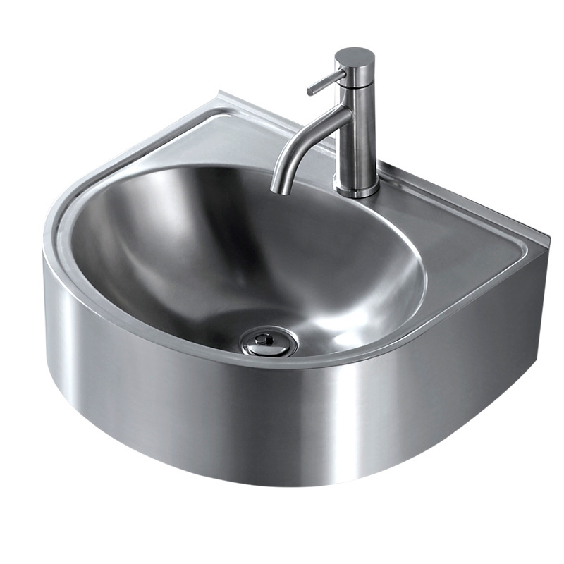 Wall Mounted Stainless Steel 304 Bathroom Wash Basin Kitchen Sink with Triangular Bracket and Top Shelf