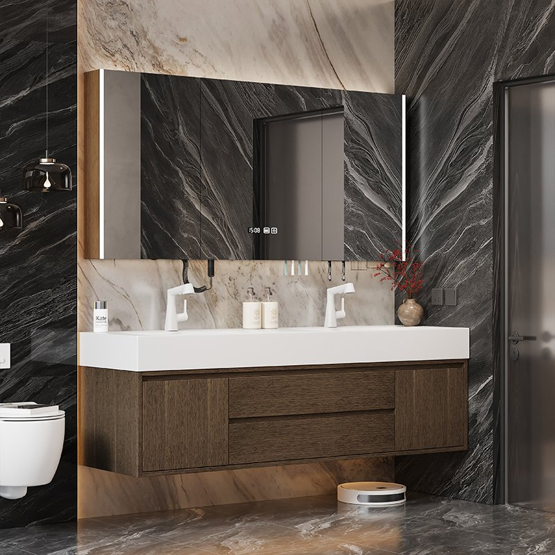 Modern Wall Hung Custom Design Aluminum Stainless Steel Bathroom Furniture Floating Vanity