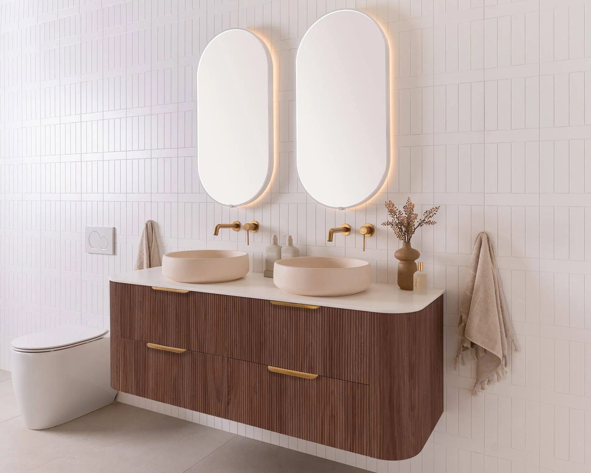 Olife Banos 2025 Modern Rectangle White Oak Bathroom Vanity Countertop Vessel with Modern Bathroom Furniture