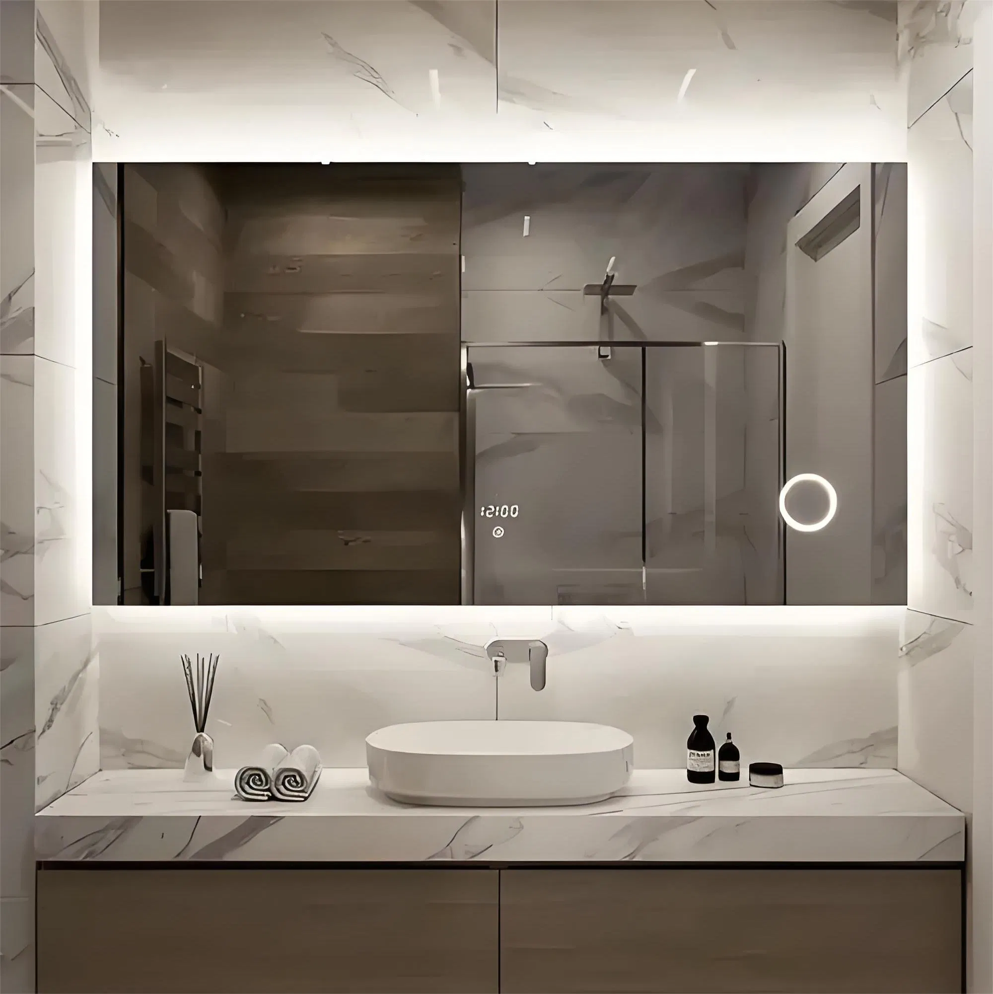 Frameless Bathroom Mirror High-Definition Silver Anti-Fog Wall-Mounted Niche Design Mirror