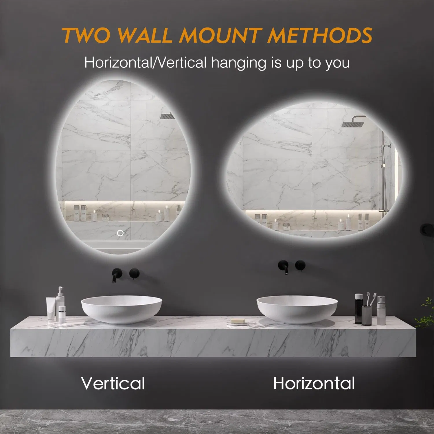 Ortonbath Oval LED Frameless Bathroom Mirror, 32X24 Inch Oval Shape Bathroom Vanity Mirror Wall Mounted with 3000K-6000K Adjustable, Anti-Fog