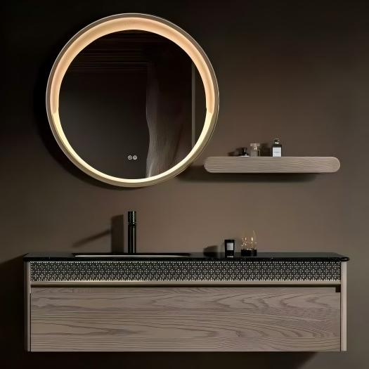 Morden Double Smart Mirror Bathroom Vanity with Two Sink for Home