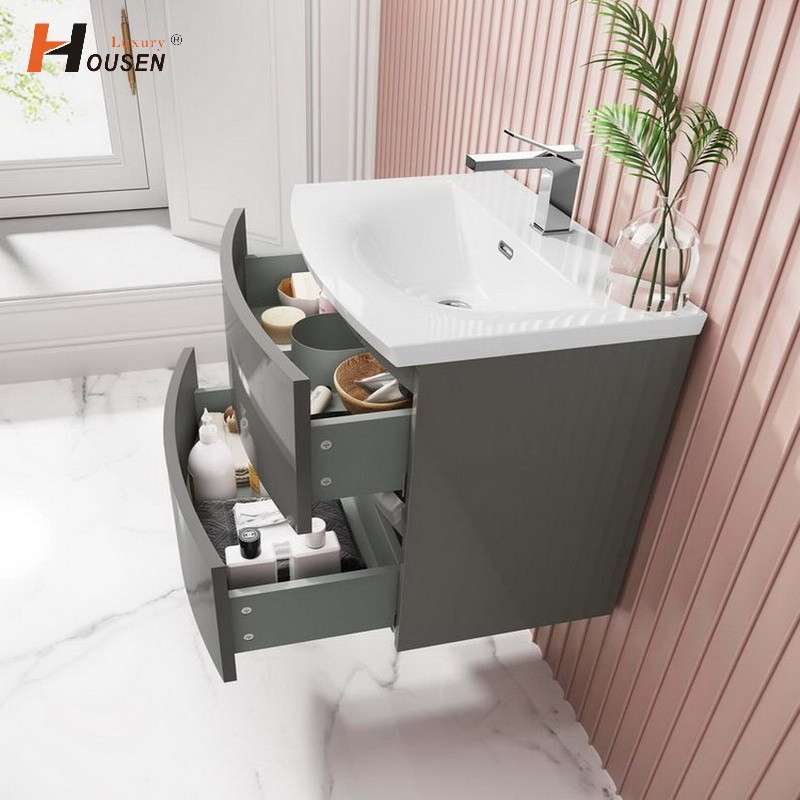 Freestanding Bathroom Vanity with Ceramic Basin and Counter Top