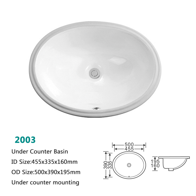 19.5X16"China Supplier Sanitaryware Undercounter Sink Bathroom Oval Shape Ceramic Basin Wash Basin Undermount Sink