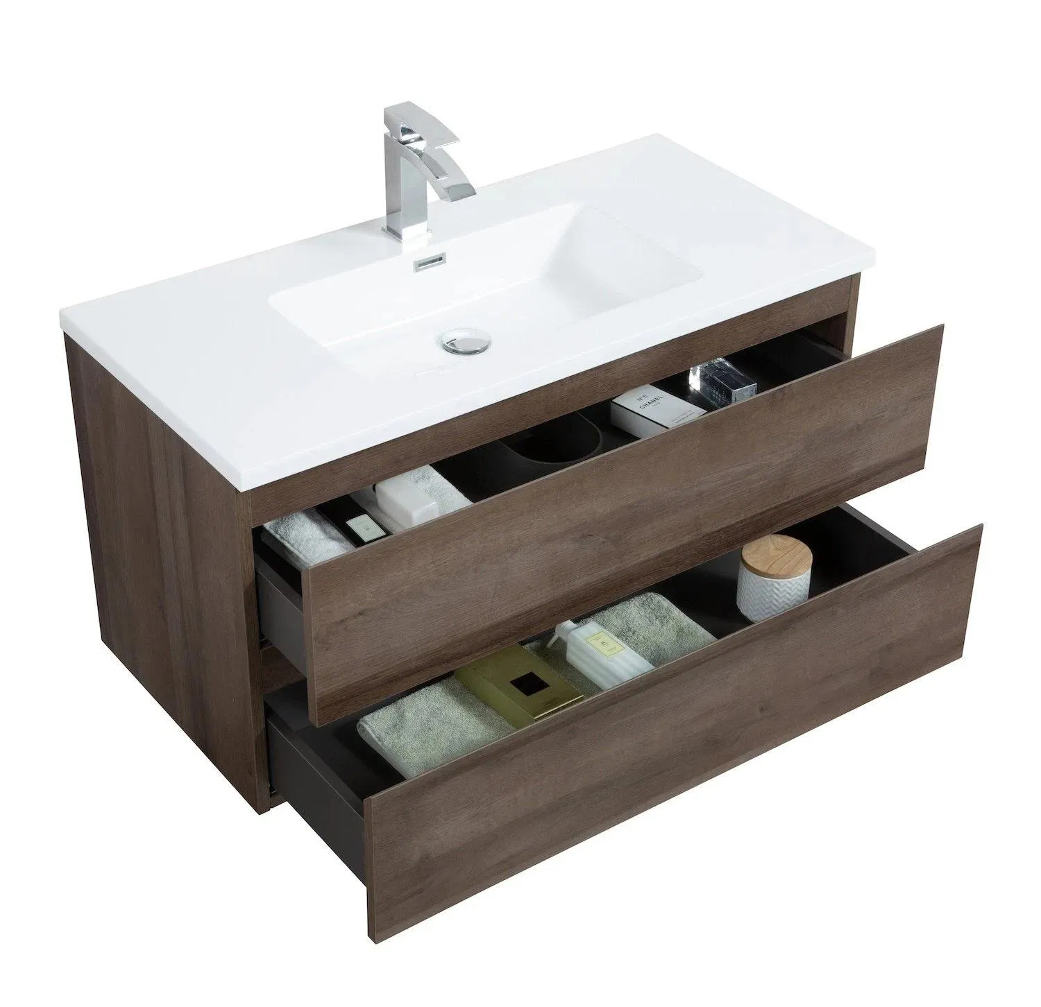 Modern Wall Hung Storage Wood Bathroom Vanity Cabinet