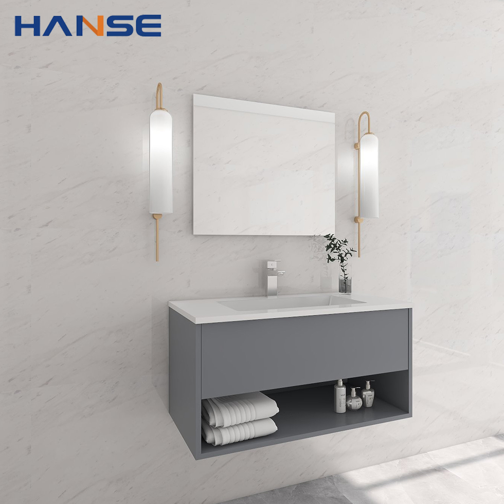 Wholesale Double Single Modern Wooden Wall Mounted Modern Bathroom Cabinet Vanity with Mirror Sink