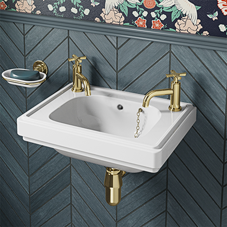 Traditional Cloakroom Wall Hung Victorian Basin Classic Wall Mounted Antique UK Bathroom Washbasin Bathroom Sink