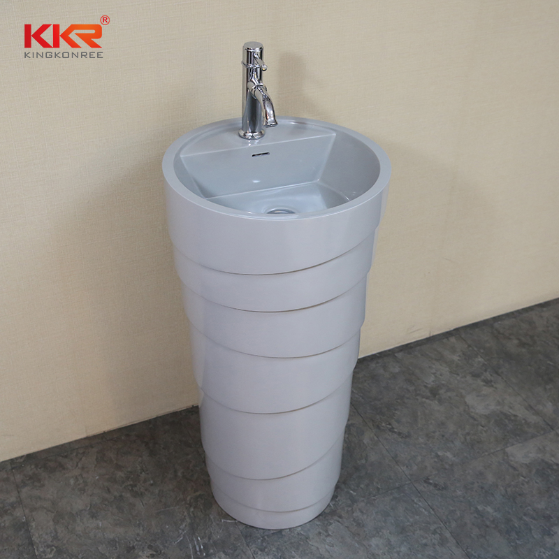 Colorful Cast Stone Solid Surface Bathroom Pedestal Washing Sink