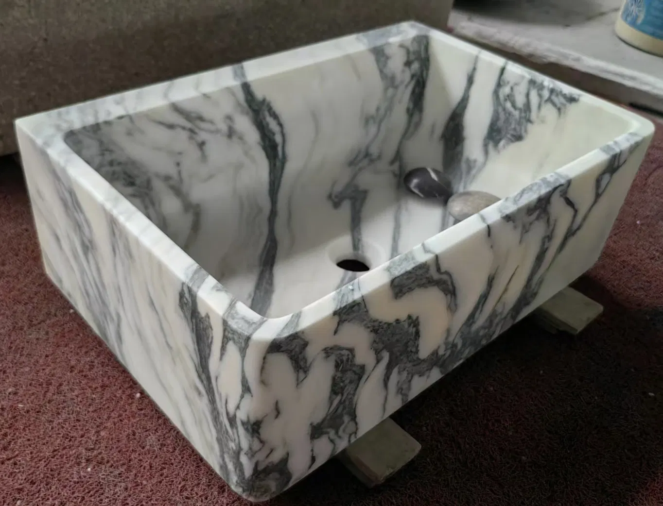 Natural Stone polished Italy white Arabescato Marble Vessel Sink for Bathroom/vanity/table/bar/countertop