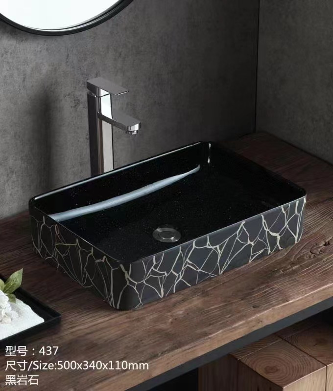 Lavabo Rectangular Ceramic Bathroom Sink Wall Hung Mounted Wash Basin Sinks