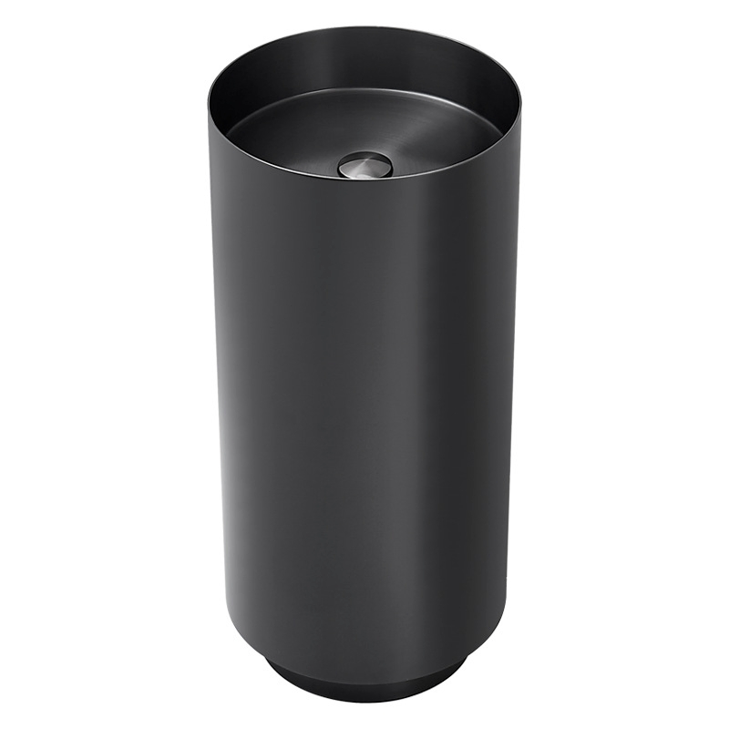 Black Modern Luxury Round Stainless Steel Sink Pedestal Basin Sink