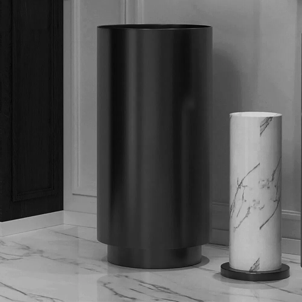 Black Modern Luxury Round Stainless Steel Sink Pedestal Basin Sink