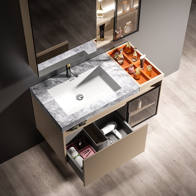 Wall-Mounted Bathroom Vanity (36") -Quartz Top Single Sink &amp; Floating Design